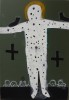 A cruciform figure with holes