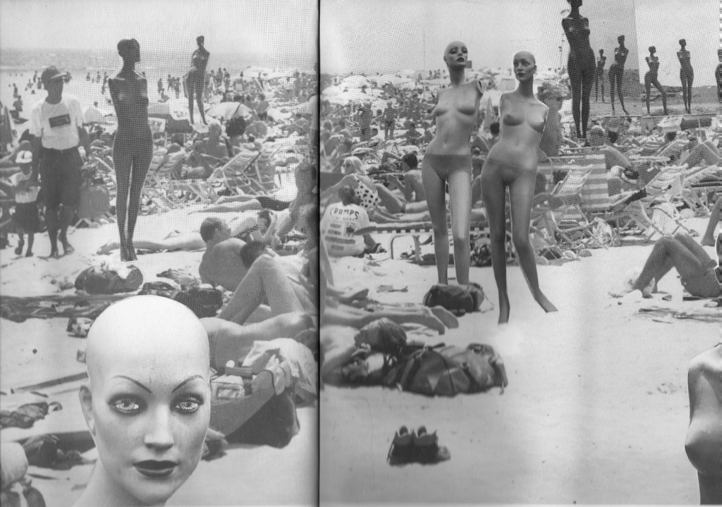 Mannequins among the bikini clad crowd