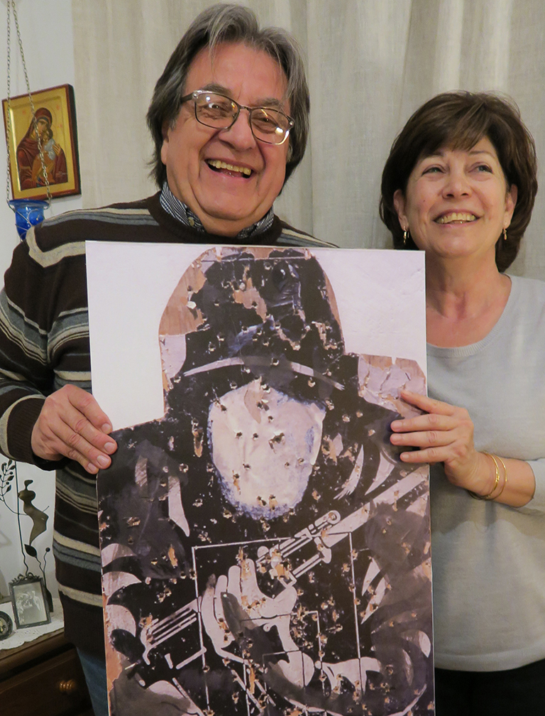 A couple holding a target