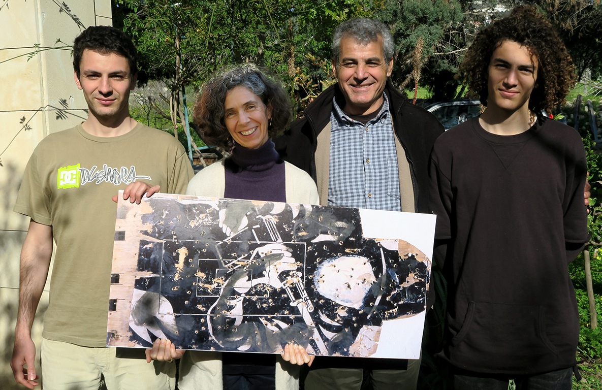 Rinos Stefani's family holding a target