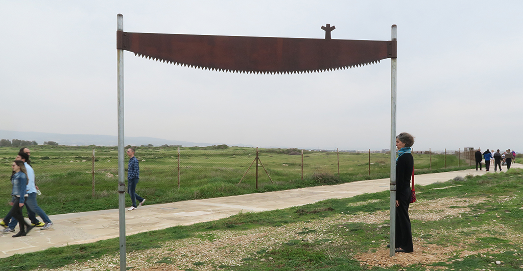 A big iron saw by the sea